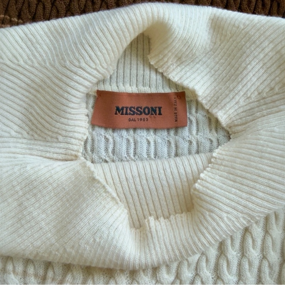 Missoni Women’s Knitted Braided Wool Pullover Cream Brown Ombré Top Sweater - Picture 11 of 15